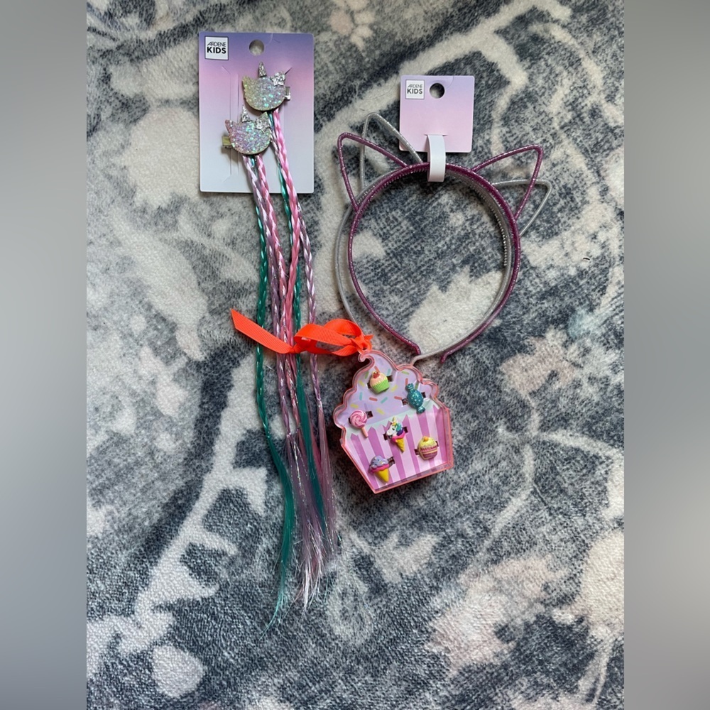 ARDENE 3pack girls hair accessories and rings